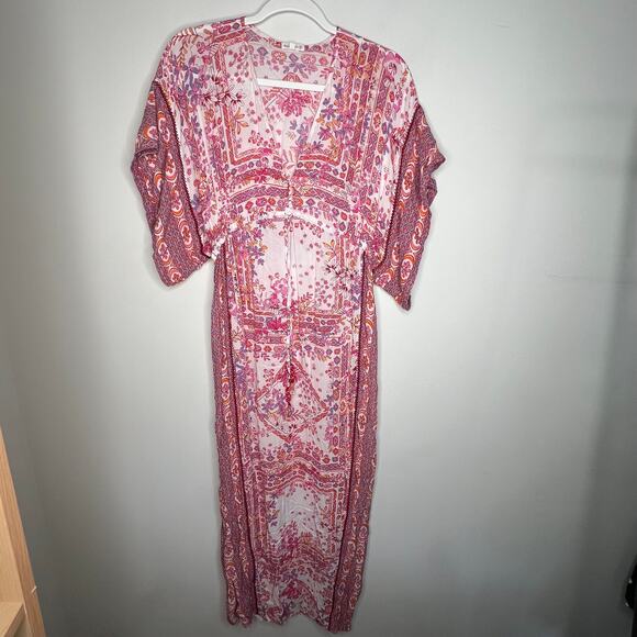 Poupette St. Barth Amaya Long Cover Up Midi Kaftan Dress Size S/M - Picture 5 of 9